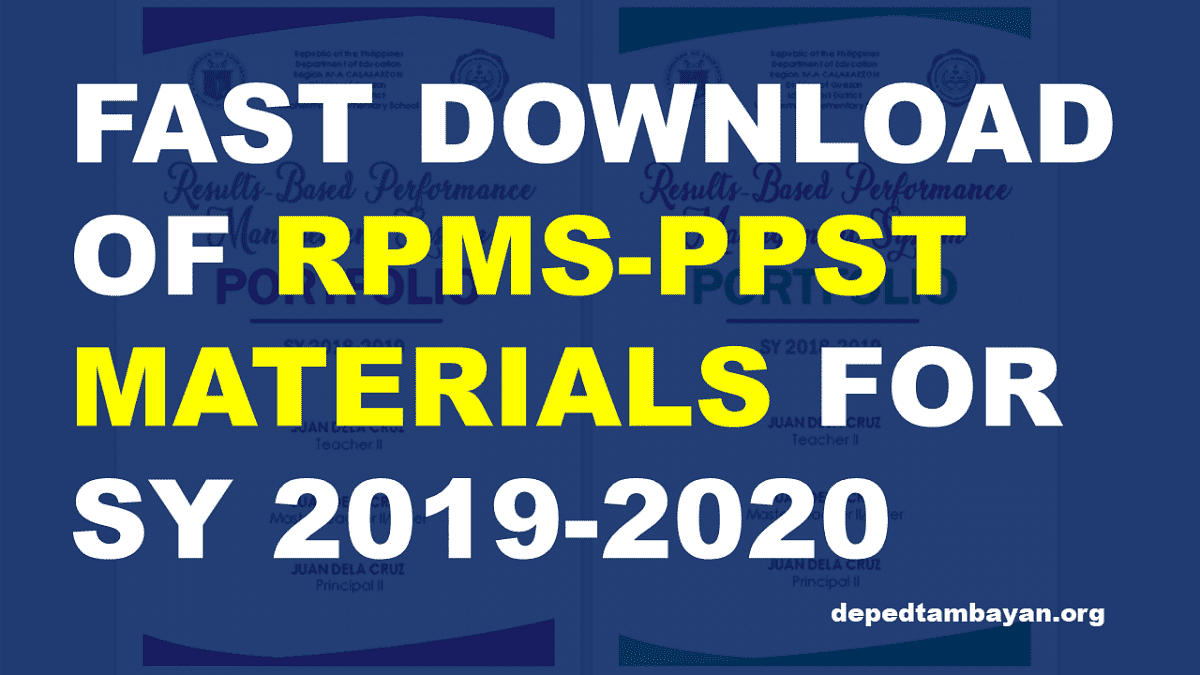 Download RPMS-PPST Materials For SY 2019-2020