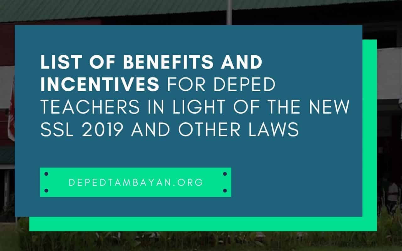 List of Benefits and Incentives for DepEd Teachers in light of the new