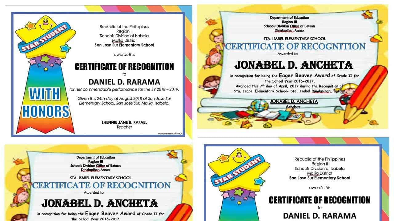 Deped Cert Of Recognition Template Certificate Of Appreciation Free