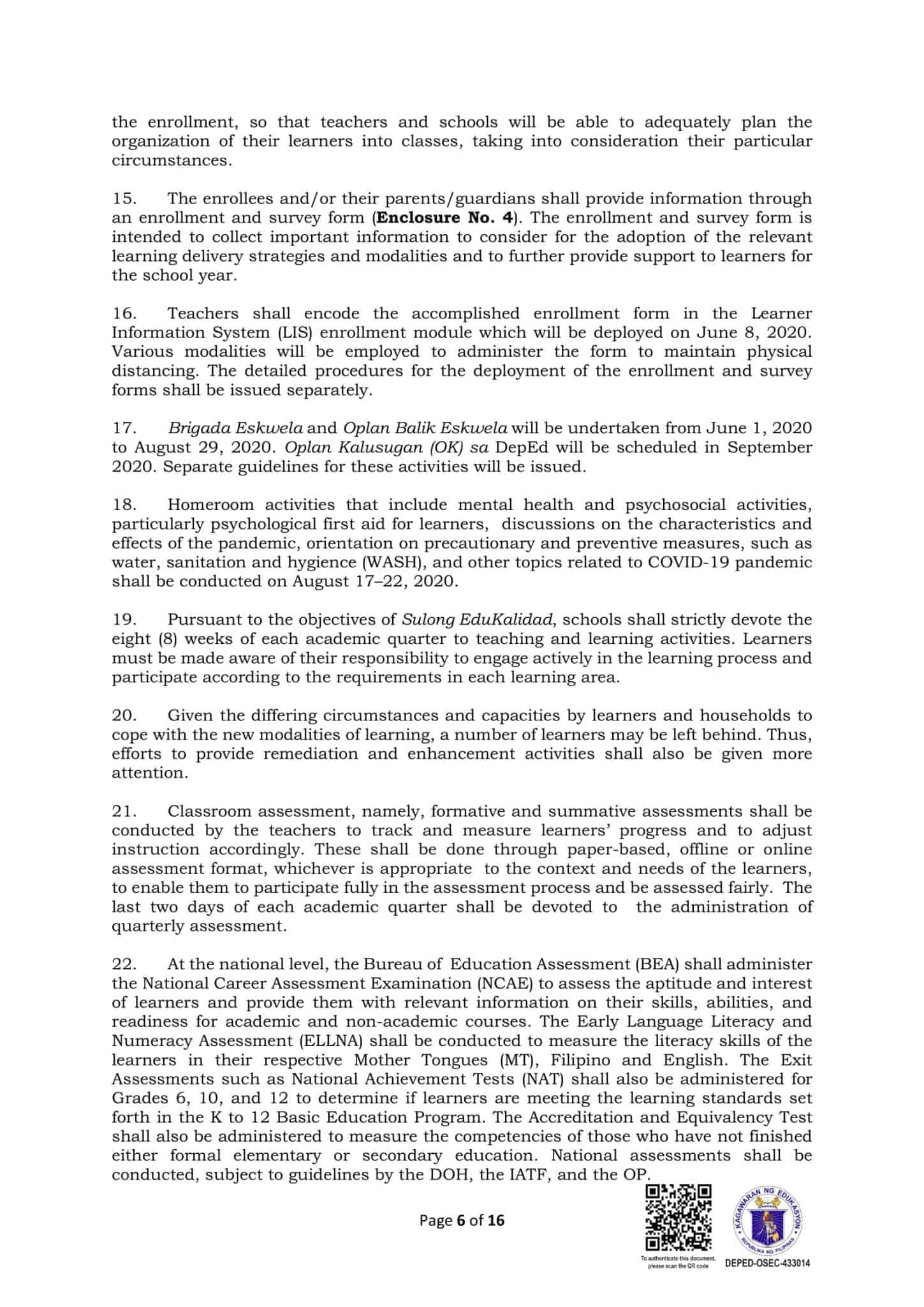 DepEd School Calendar and Activities for School Year 2020-2021