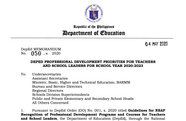DepEd Professional Development Priorities For Teachers And School